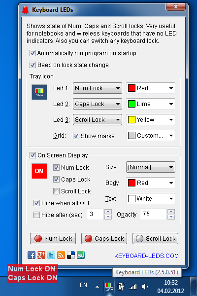 Screenshot of Keyboard LEDs that is similar to Keyset software